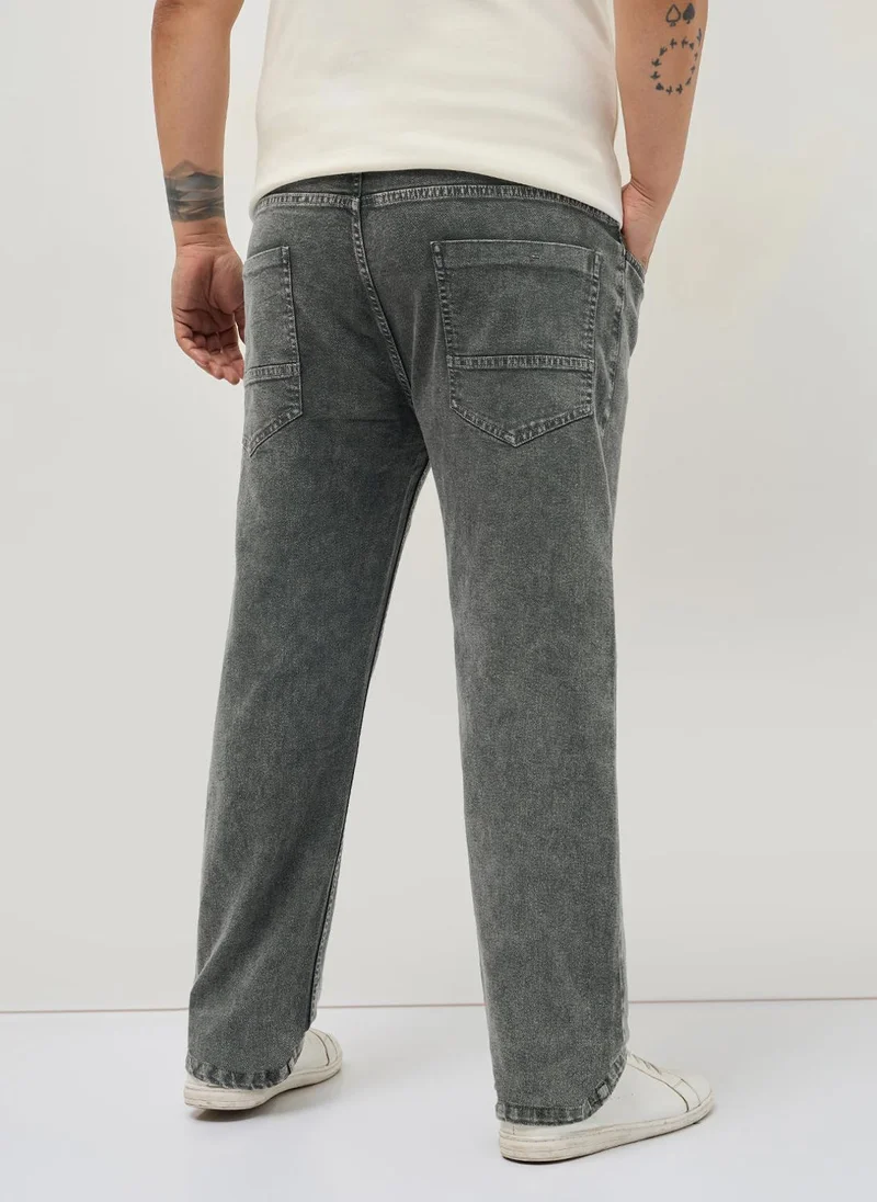 Urbano Fashion  Urbano Plus Men's Grey Regular Fit Heavy Washed Denim Jeans Stretchable for Men | Best Price UAE